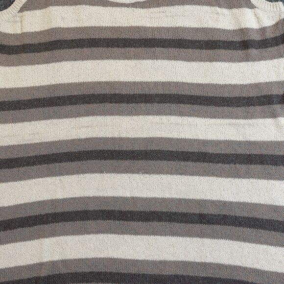 Free People FP Size Medium Beach Vista Sweater Tank Taupe Striped Loose Fit NEW - Picture 2 of 9
